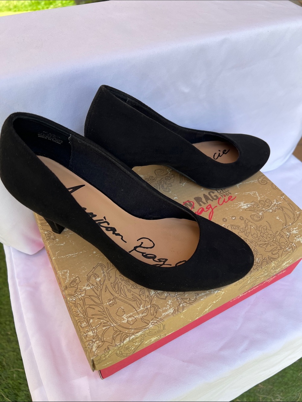 American Rag Black Suede Pointed-Toe Heels